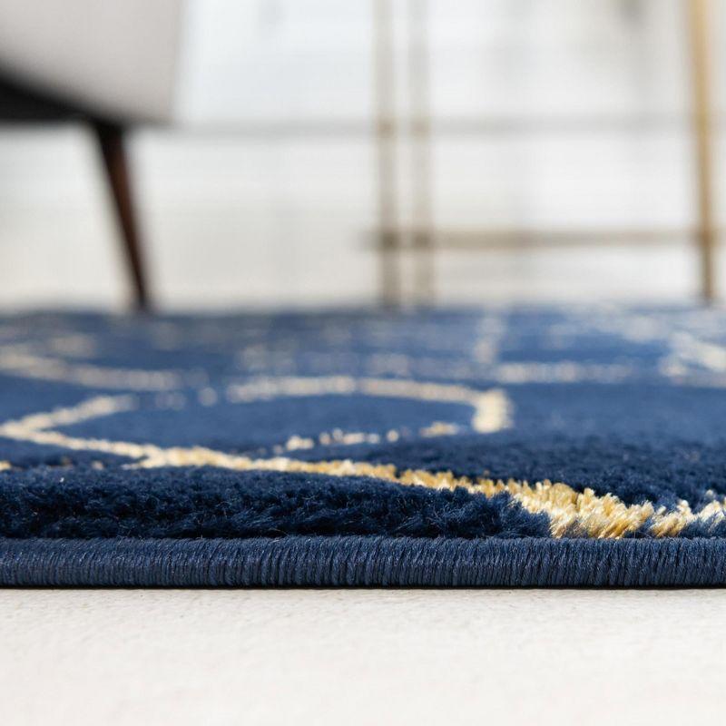 Glam Navy Blue Gold Area Rug
