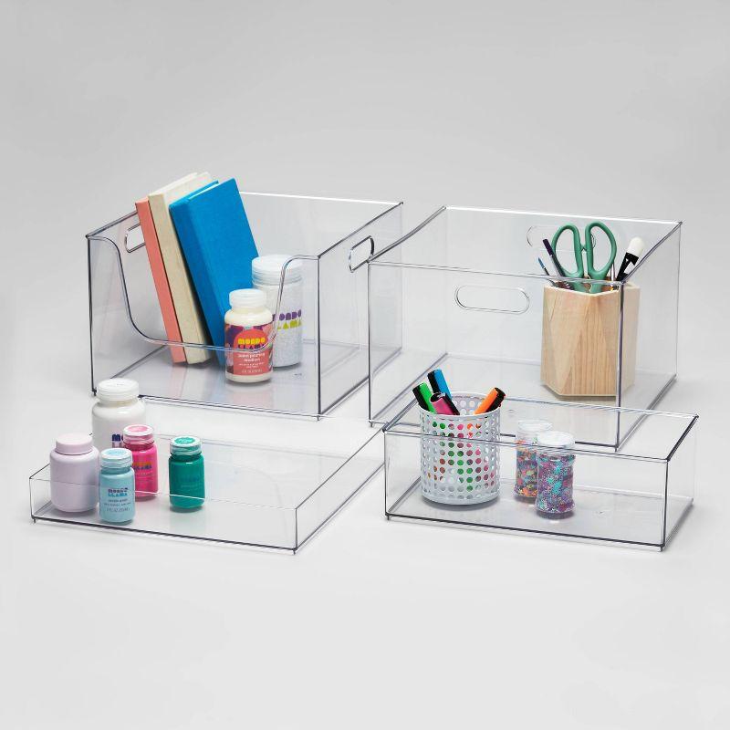 12" x 12" x 8" All Purpose Open Front Storage Bin - Brightroom™: Clear Acrylic Organizer, Stackable PETG Plastic
