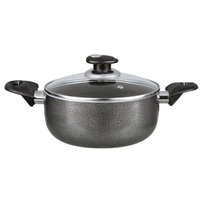 Gray Non-Stick Aluminum 10 Qt Dutch Oven with Glass Lid