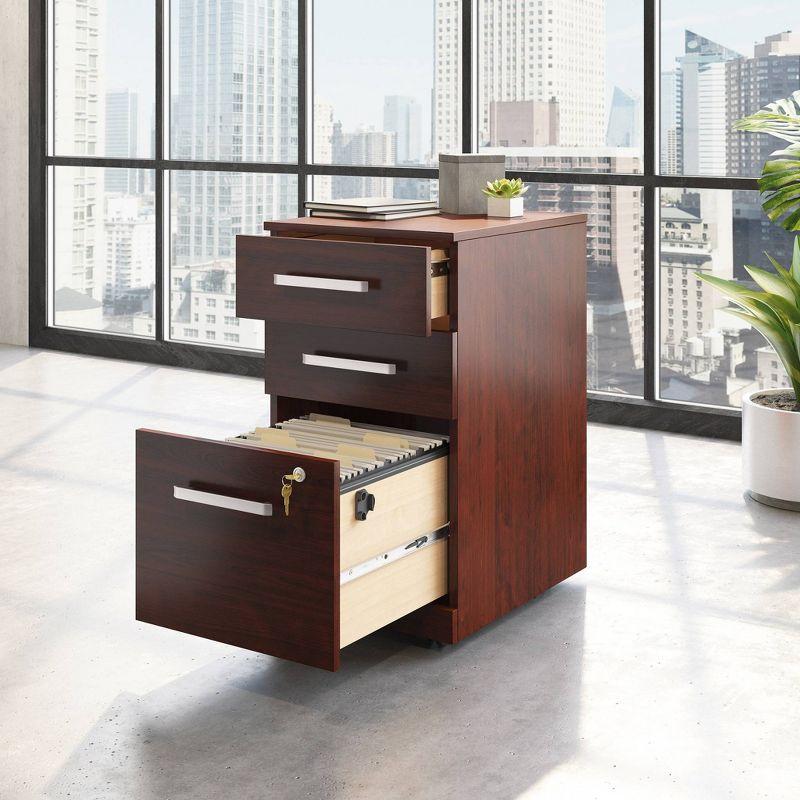 Classic Cherry 3-Drawer Lockable Mobile Pedestal File Cabinet