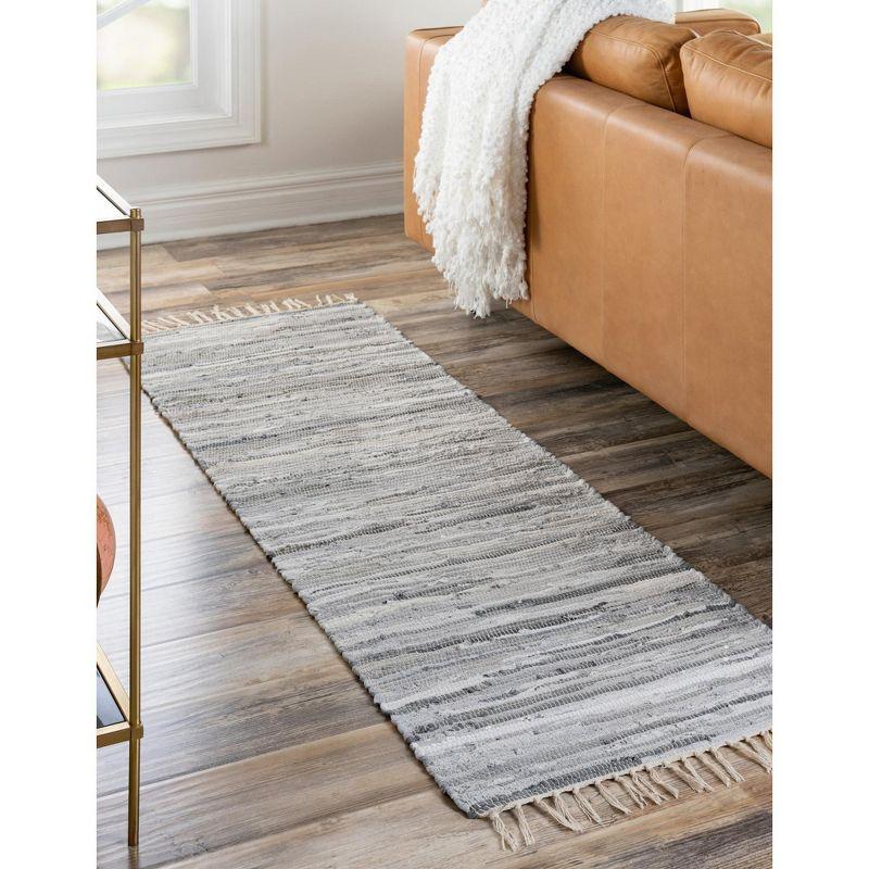 Handmade Gray Stripe Cotton Reversible Runner Rug