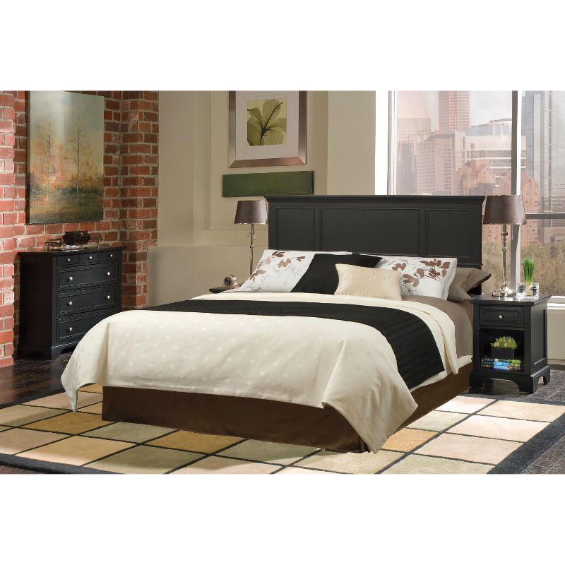 Black Wood 3-Piece Queen Bedroom Set with Headboard, Nightstand, and Chest