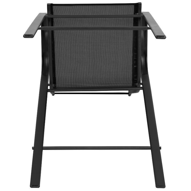 Flash Furniture 2 Pack Brazos Series Black Outdoor Barstool with Flex Comfort Material and Metal Frame