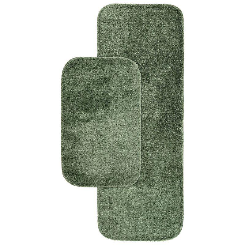 2pc Traditional Nylon Washable Bathroom Rug Set Deep Fern - Garland Rug: Latex Backed, Tufted, Machine Made Bath Mats Set