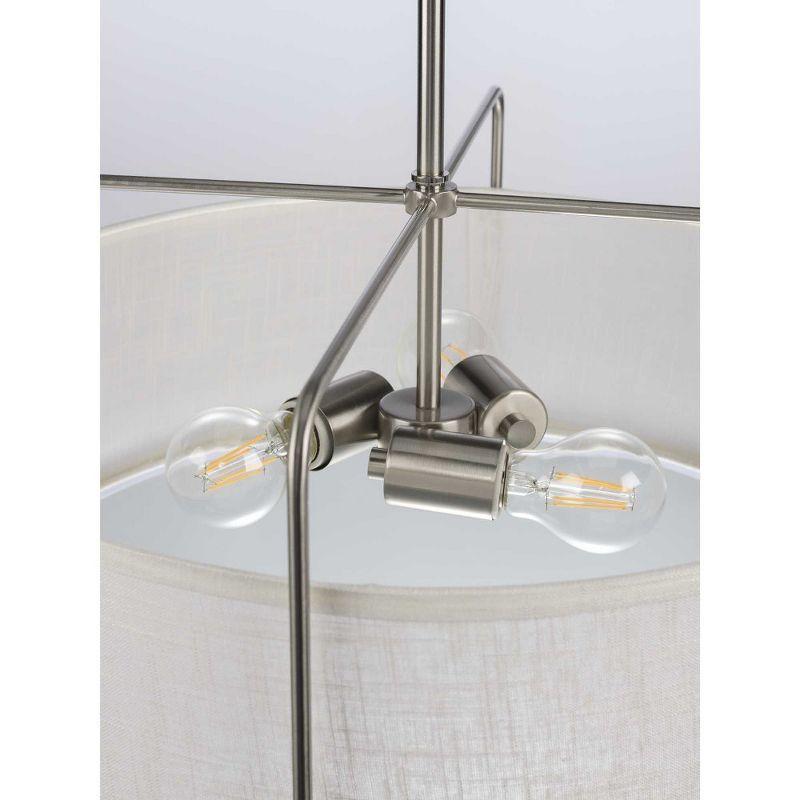 Progress Lighting, Kempsey, 3-Light, Semi-Flush Convertible Ceiling Light, Brushed Nickel, Summer Linen Shade