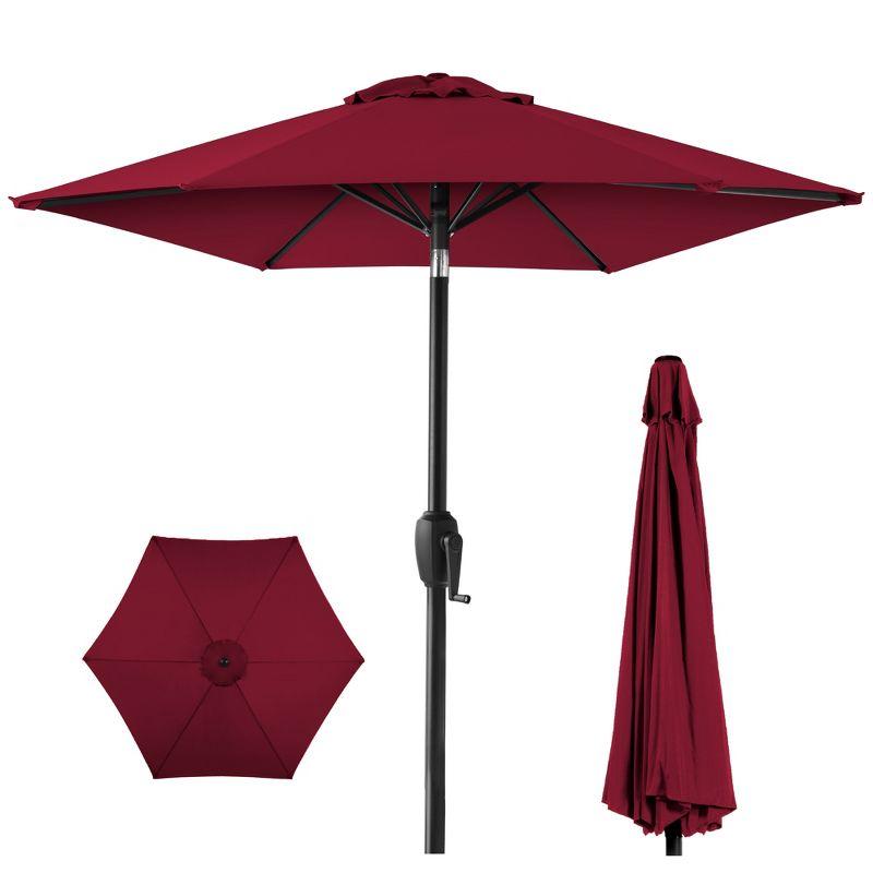 Burgundy 7.5ft Heavy-Duty Outdoor Market Patio Umbrella with Steel Pole