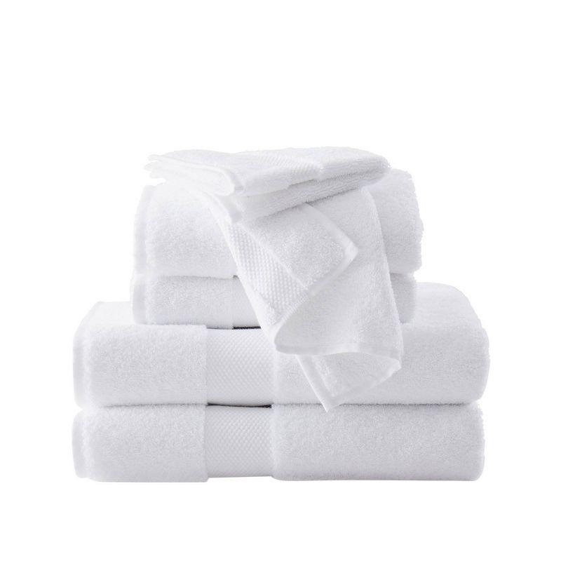 6pc Solid Bath Towel Set White - Brooklyn Loom: Luxury Heavyweight 550-800 GSM, Machine Washable