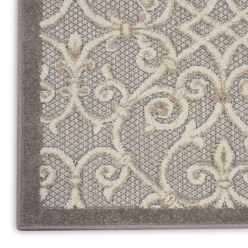 Nourison Aloha Contemporary Scroll Flatweave High-Low Indoor Outdoor Area Rug Natural 5'3" x 7'5"