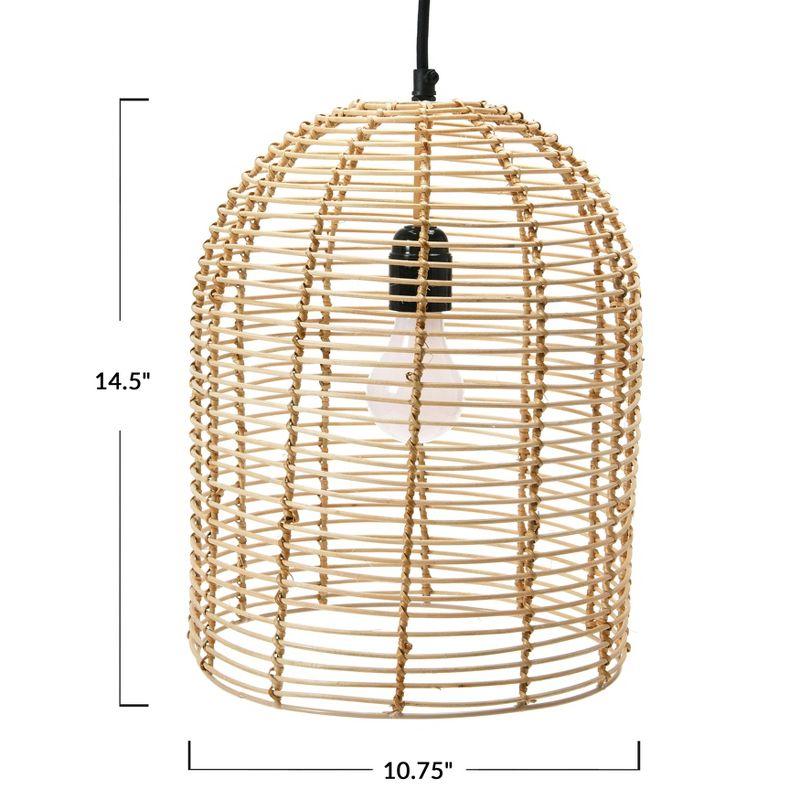 Storied Home Modern Boho Hand Woven Rattan Ceiling Light, Natural