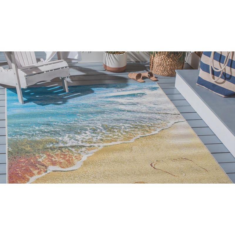 Barbados 500 BAR550 Power Loomed Indoor/Outdoor Area Rug - Gold/Blue - 6'6"x9'4" - Safavieh
