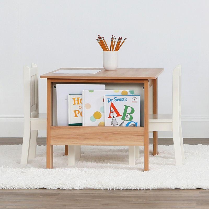 Humble Crew 3pc Journey Collection Kids' Table and Book Rack with Chairs Natural/White