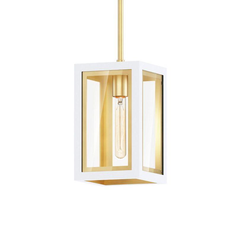 White and Gold Glass Outdoor Pendant Light