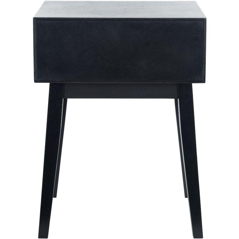 Mid-Century Modern Round Accent Table with Storage, Black/White