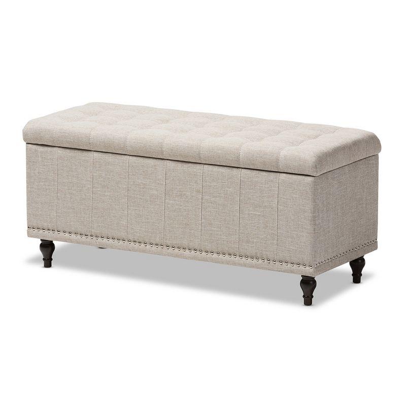Kaylee Modern Classic Fabric Upholstered Button - Tufting Storage Ottoman Bench - Buff Beige - Baxton Studio