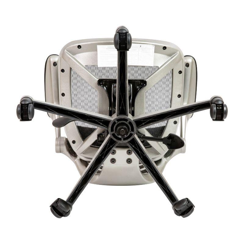 Emma and Oliver Gray Mid-Back Mesh Drafting Chair with White Frame and Flip-Up Arms