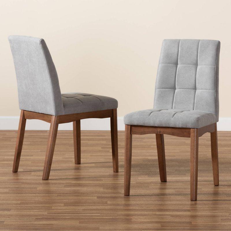 2pc Tara Fabric Upholstered and Wood Dining Chair Set - Baxton Studio