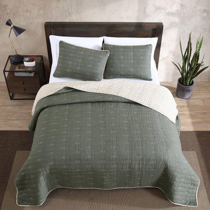 Eddie Bauer Eddie Bauer Troutdale Green Cotton Reversible Quilt Set