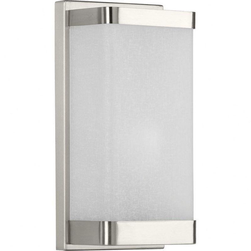 Progress Lighting Linen Glass Sconce, 1-Light Wall Light, Brushed Nickel, Etched Glass Shade