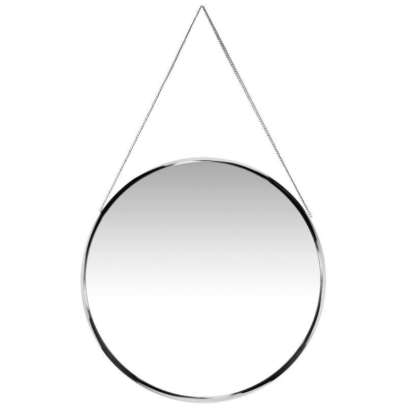 Infinity Franc 17.5" Round Silver Wall Mirror with Metal Chain