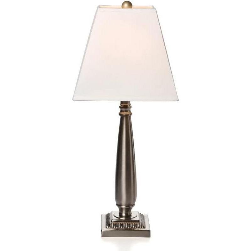 King's Brand Brushed Nickel Table Lamp with Square White Shades Set of 2 Table Lamps