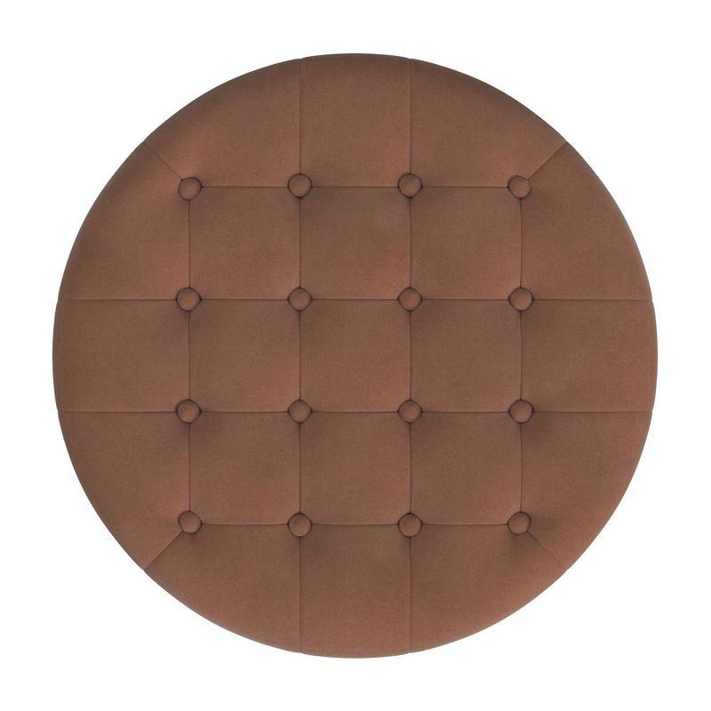 Tufted Round Storage Ottoman Spice Velvet - HomePop