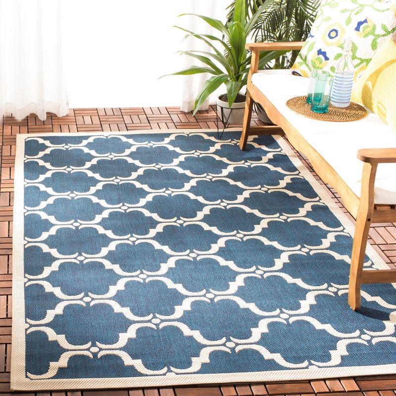 Navy & Beige Synthetic Reversible Flat-Woven Area Rug - 5'3" x 7'7"