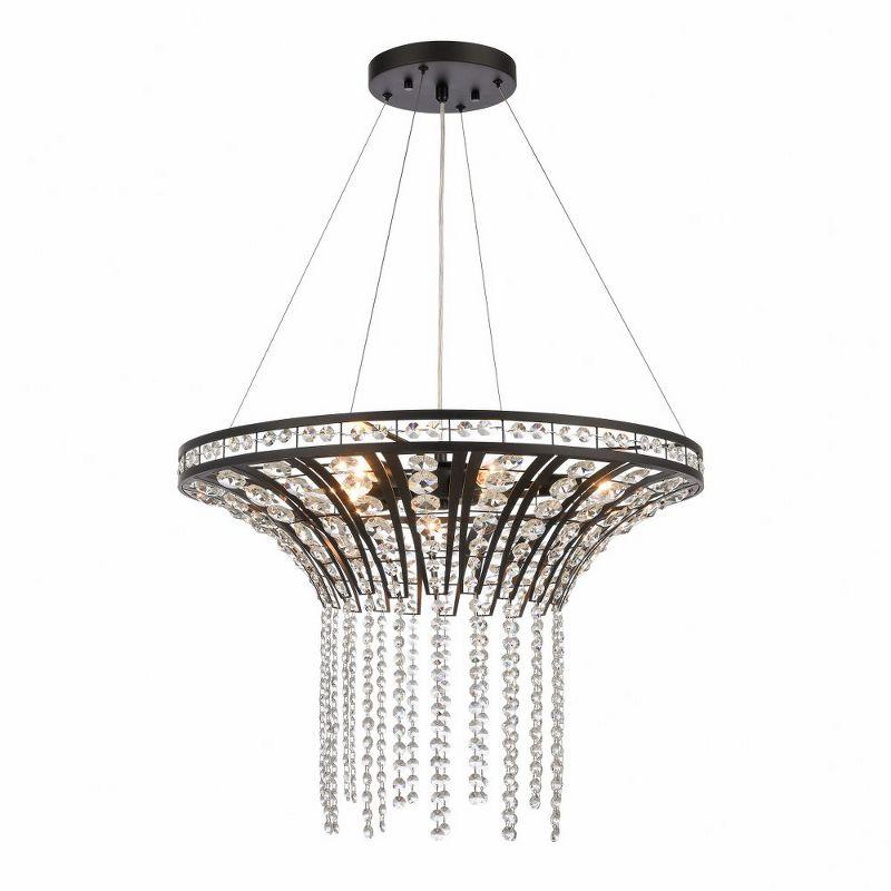 Elegant Matte Black 6-Light Chandelier with K9 Crystal Accents