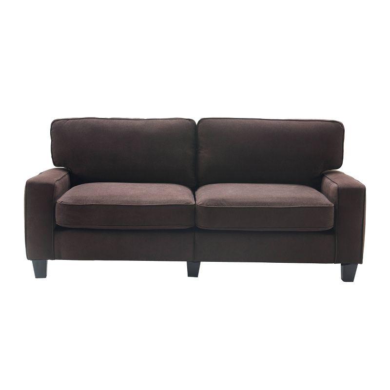 Dark Brown Microsuede Track Arm Sofa with Pillow Back