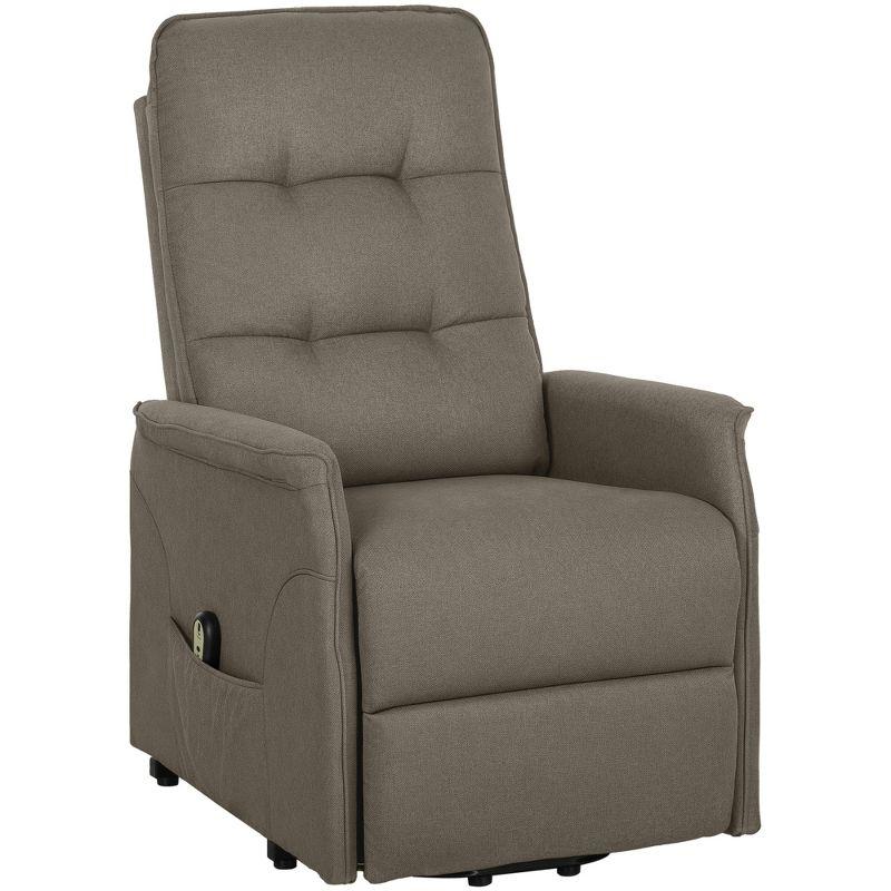 HOMCOM Power Lift Recliner Chair, Electric Reclining Chair with Remote, Side Pockets, Pocket Spring, Tufted Back, Quick Assembly, Coffee