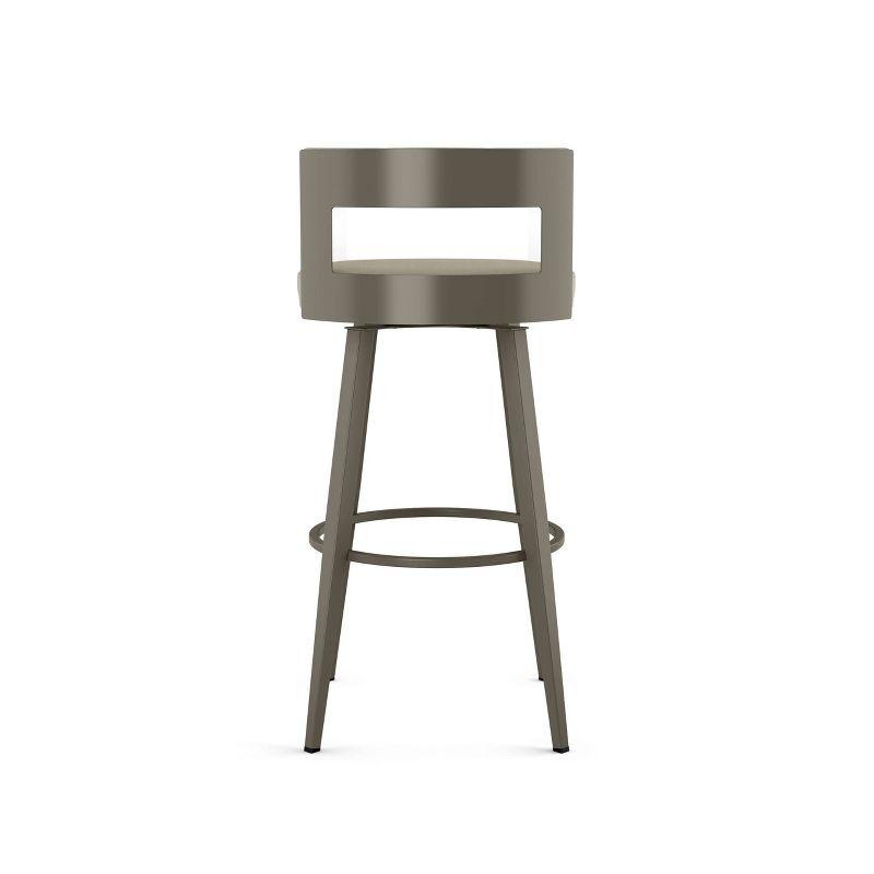 Greige Faux Leather Swivel Counter Stool with Grey Metal Frame