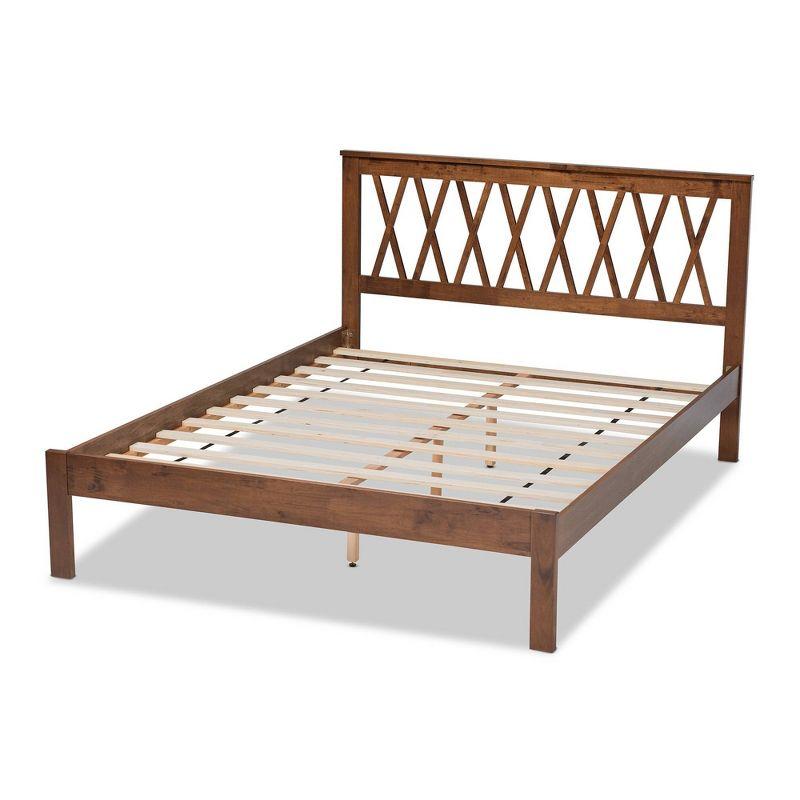 Queen Malene Wood Platform Bed Walnut - Baxton Studio: Retro 1960s Design, Rubberwood, No Box Spring Required