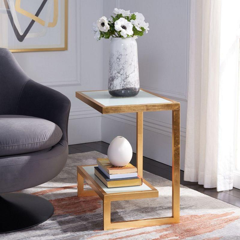 Kennedy Gold and White Glass C-Form Accent Table