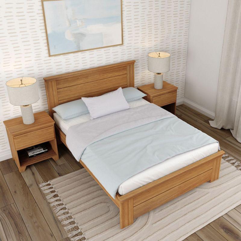 Plank+Beam Solid Wood Farmhouse Full Bed with Panel Headboard, Pecan