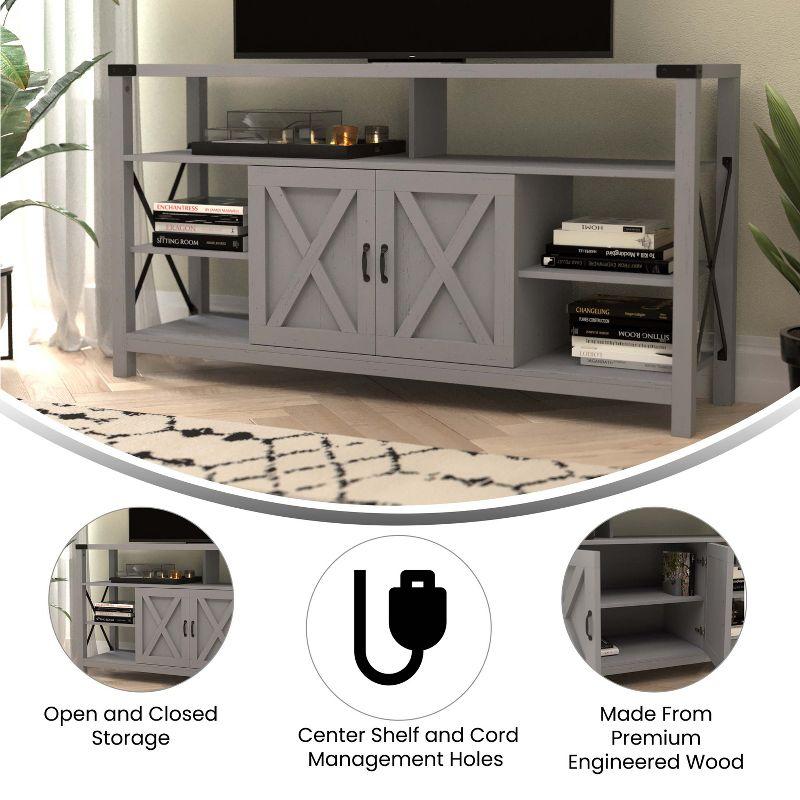 Merrick Lane 60" Media Console in Coastal Gray for 55+ Inch TV's with Open and Closed Storage
