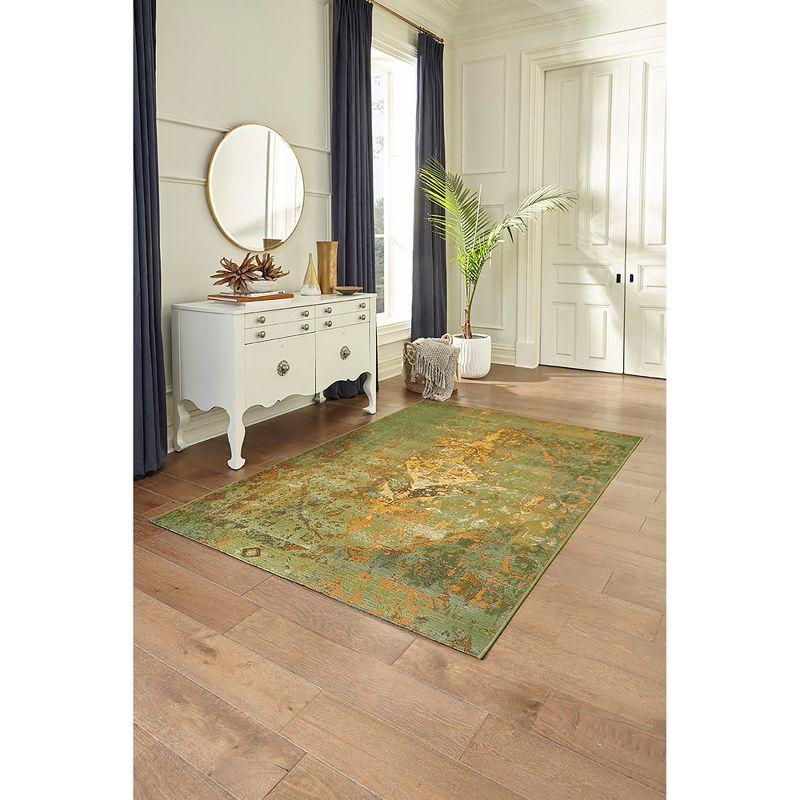 Kermin Green Flat Woven Synthetic Rectangular Rug 7'10" x 9'10"