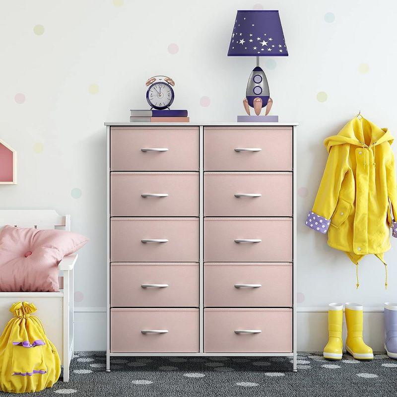 Sorbus Dresser with 10 Drawers - Storage Unit Organizer Chest for Clothes - Bedroom, Room, Nursery, & Closet (Pink)