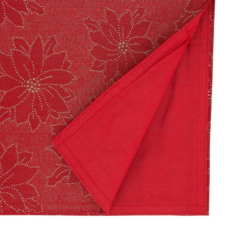 Festive Red Poinsettia Polyester Table Runner, 16" x 72"