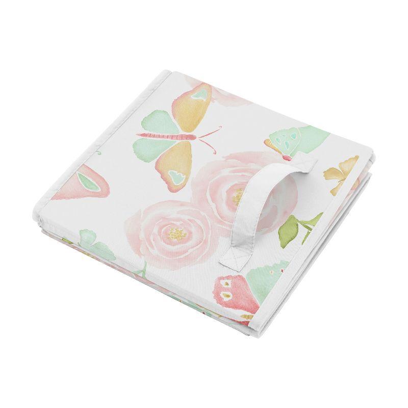 Sweet Jojo Designs Girl Fabric Storage Toy Bin Bunny Floral Pink and Green