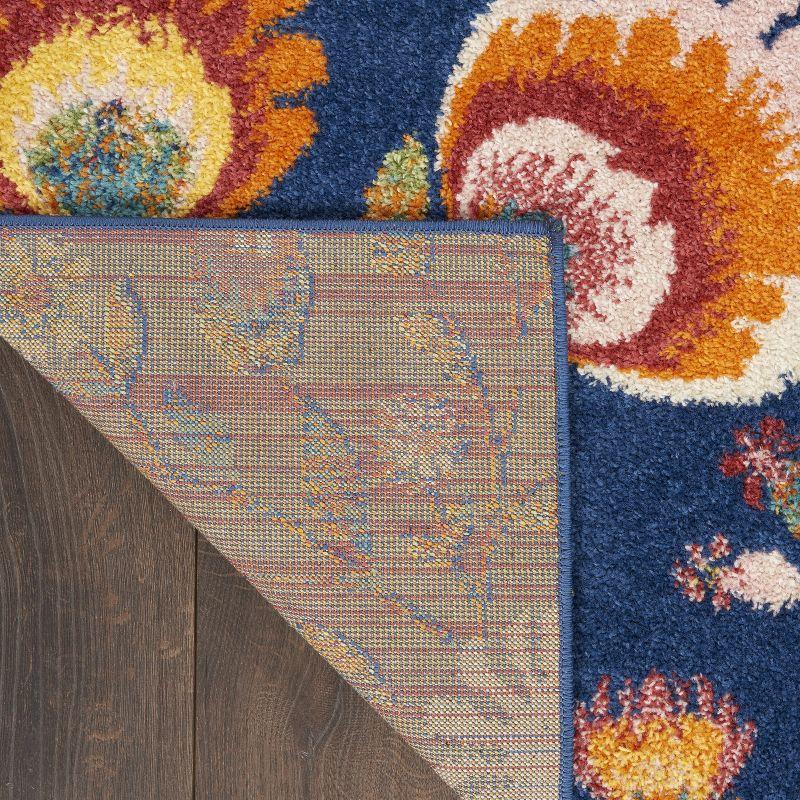 Bohemian Bliss Navy Multicolor Floral 4' x 6' Synthetic Area Rug