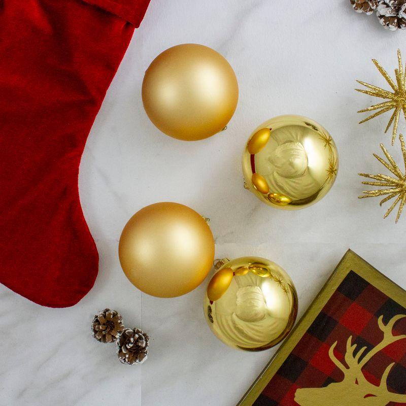 Gold Matte and Shiny Glass Christmas Ball Ornaments Set of 4