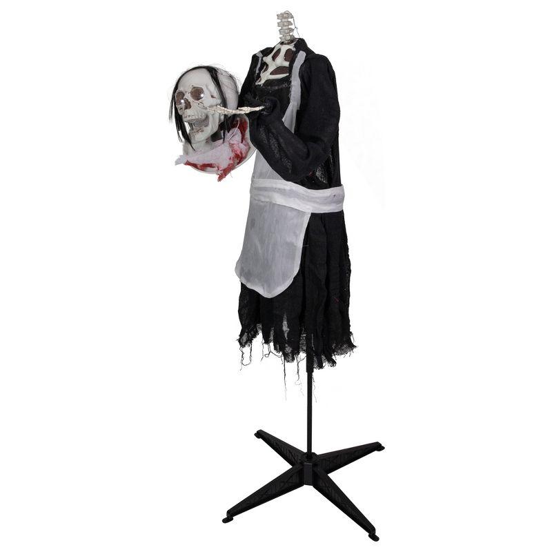 Northlight LED Animated Head-in-Hand Skeleton Maid Halloween Decoration - 57" - White Lights