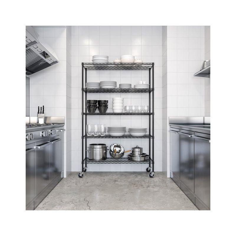 UltraDurable 48'' W x 18" D 5-Tier NSF-Certified Steel Shelving with Wheels