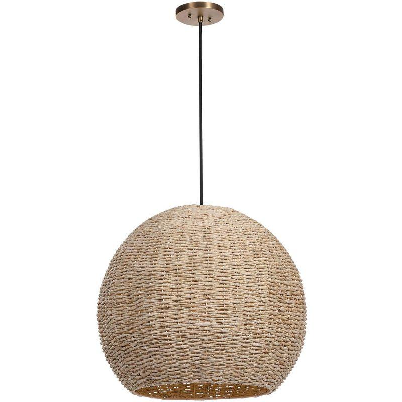 Uttermost Steel Pendant Light 24" Wide Farmhouse Natural Seagrass Dome Shade for Dining Room House Entryway Bedroom Kitchen Island