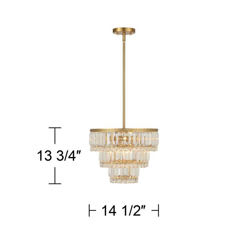 Vienna Full Spectrum Magnificence Soft Gold Chandelier 14 1/2" Wide Modern Faceted Crystal Glass 7-Light LED Fixture for Dining Room Kitchen Island