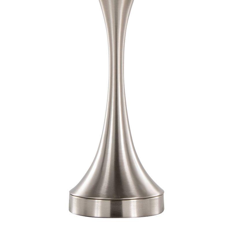 Brushed Nickel Gray Linen 25" Metal Table Lamp with USB