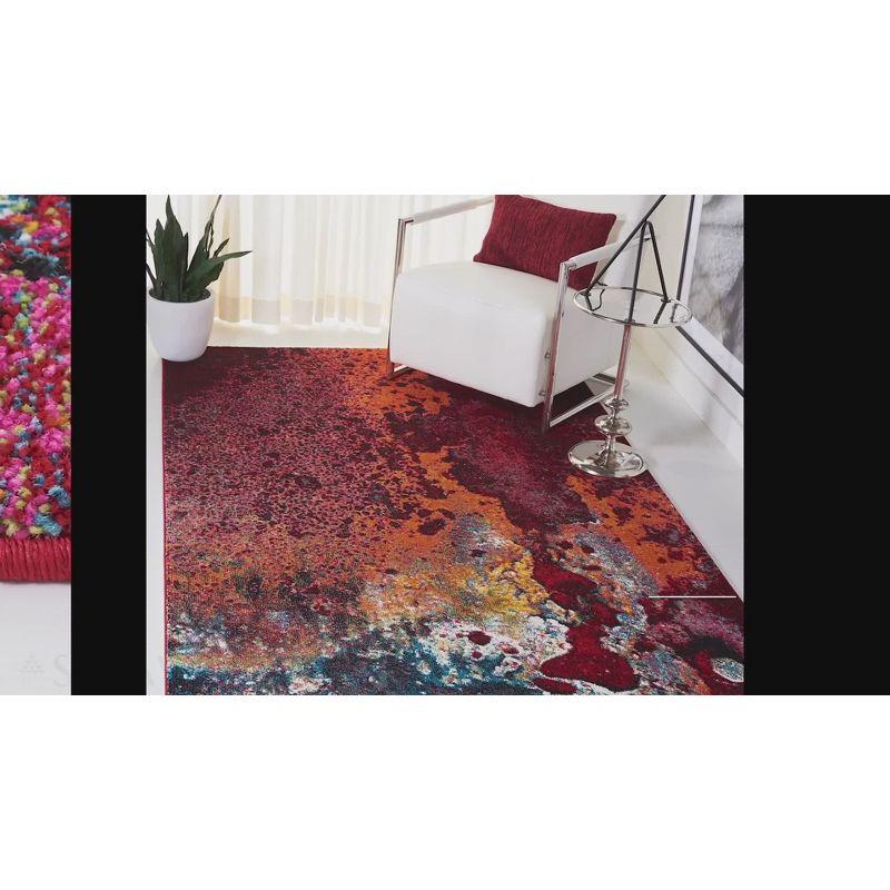 Glacier Blue and Multicolor Abstract Low Pile Area Rug