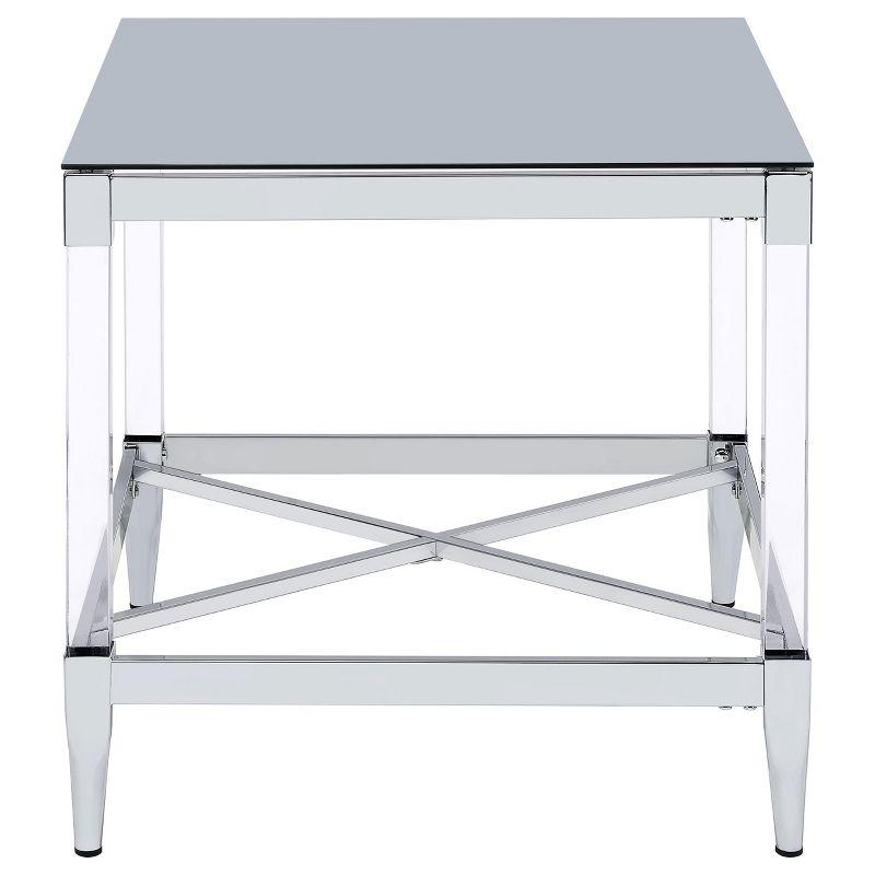 Coaster Home Furnishings Lindley Square End Table with Acrylic Legs and Tempered Mirror Top Chrome