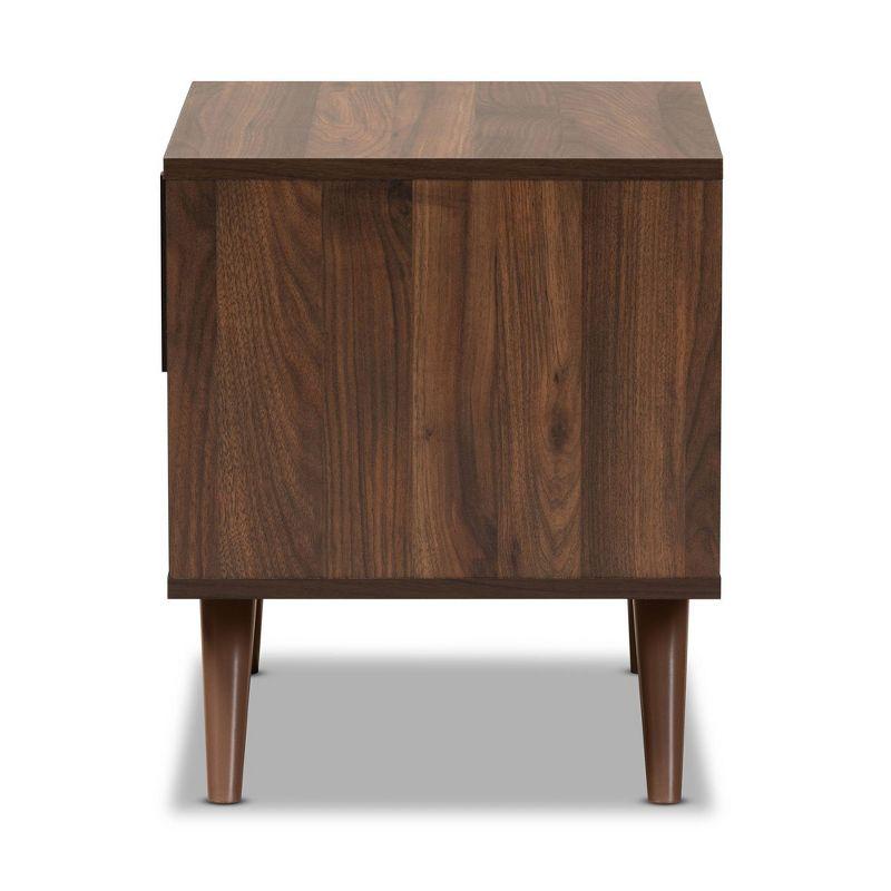 1 Drawer Naoki Two-Tone Wood Nightstand Gray/Walnut - Baxton Studio: Bedside Storage, Splayed Legs, Retro Design