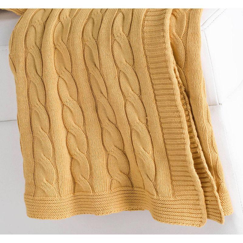 50"x60" Cable Knit Throw Blanket Yellow - Rizzy Home