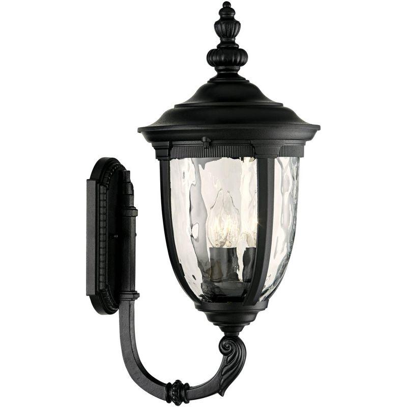 John Timberland Bellagio Vintage Rustic Outdoor Wall Light Fixture Textured Black Upbridge 21" Clear Hammered Glass for Post Exterior Barn Deck House